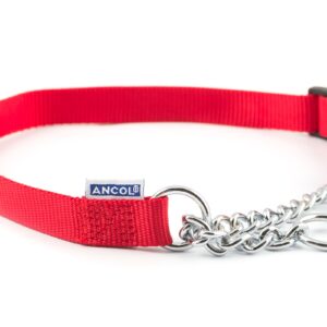 Ancol Nyl Chain Check Collar Red S4-7