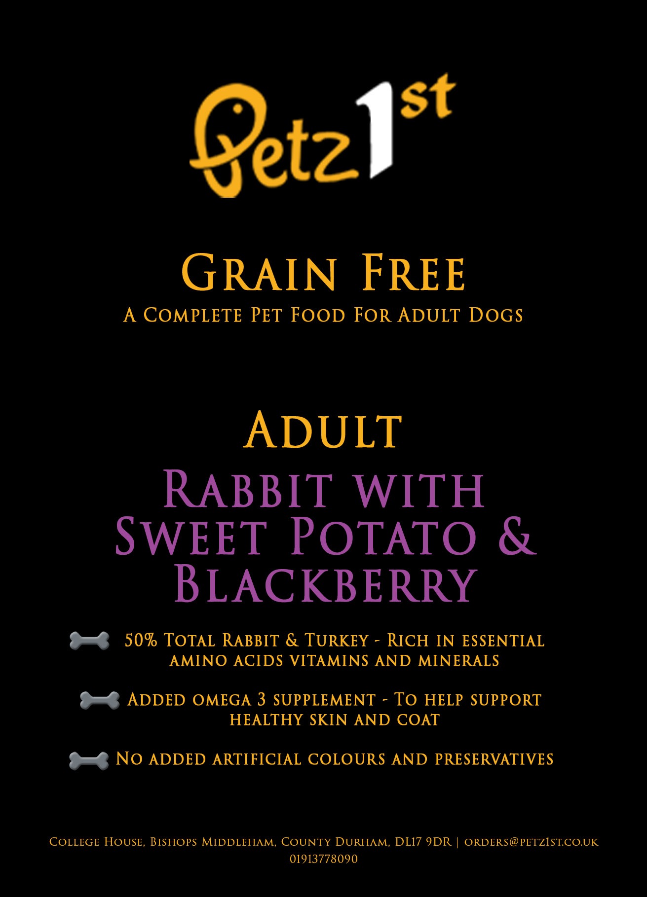 Grain Free Rabbit with Turkey, Sweet Potato & Blackberry