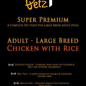 Super Premium Adult Dog Food - Chicken & Rice Cube is a delectable and nourishing low-fat recipe specially crafted for your adult dog's well-being.