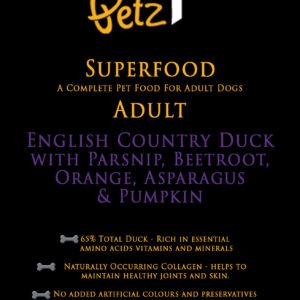 Superfood 65 Adult Dog English Country Duck with Parsnip, Beetroot, Orange, Asparagus & Pumpkin