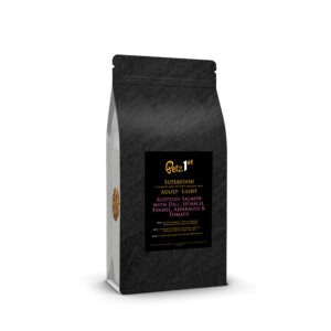 Superfood 65 Adult Dog Light Scottish Salmon is a specially formulated, lighter version of our best-selling Superfood 65 Scottish Salmon recipe. Designed to help your adult dog maintain or achieve a healthy weight, this recipe offers the same exceptional quality and delicious taste with a reduced fat content.