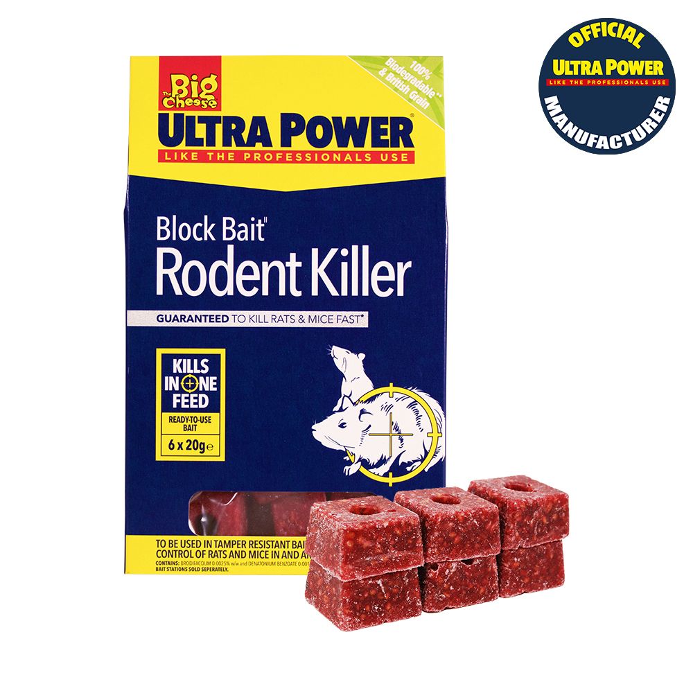 Big Cheese Ultra Power Block Bait2 Rodent Killer 6 x 20g