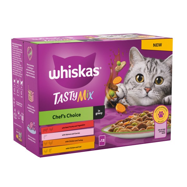 (Discontinued) Whiskas Pch 1+ Tasty Chefs Grv 4x12x85g