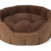 Brown tweed pet bed lined in soft faux sheepskin. House of Paws loves this beautiful tweed fabric it's soft and cosy. The bed features a water resistant non slip base.