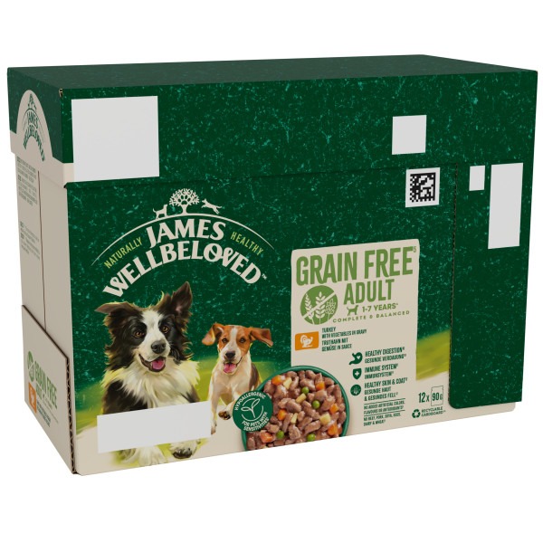 JW Dog Adult GF Trky Grvy Pch 4x12x90g
